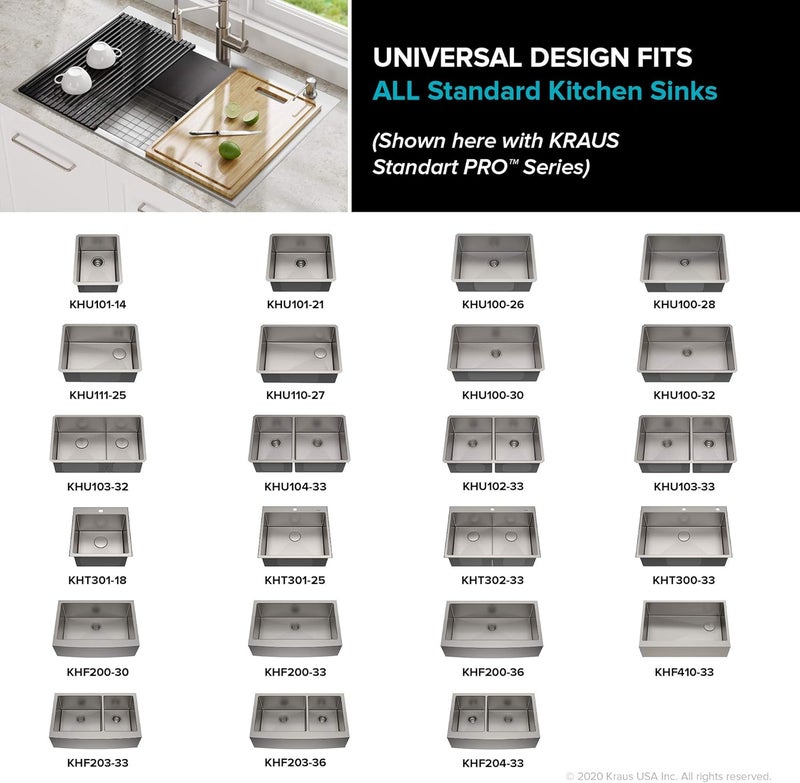 Kraus Multipurpose Over-Sink Roll-Up Dish Drying Rack, Colander and Trivet in Black, KRM-10BLACK - Image 5